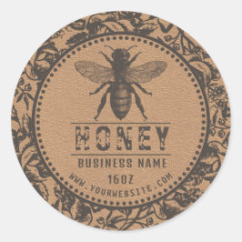Kraft de etiqueta de miel | Flores y abejas