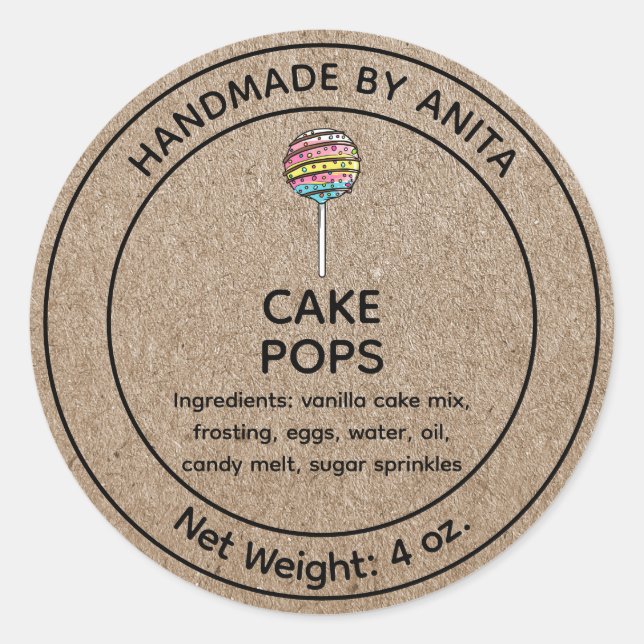 Kraft de etiqueta pop para pasteles caseros (Anverso)