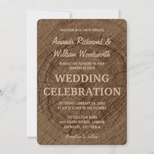 Kraft de invitación a bodas de madera de árbol vin