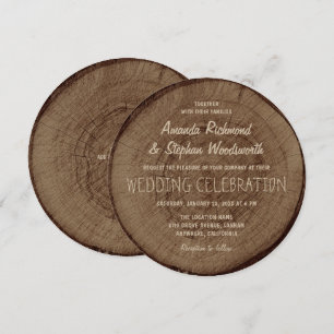 Kraft de invitación a bodas de madera de árbol vin