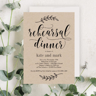 Kraft de invitación a cena de ensayo de elegancia 