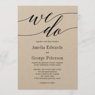 Kraft de invitación a la boda de escritura moderna