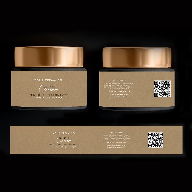 Kraft de plantilla de Pegatina de productos cosmét (Cosmetic Product Sticker Template Skincare Kraft Wrap Around Label)