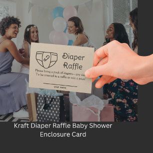 Kraft Diaper Raffle Tarjeta de Gabinete Baby Showe