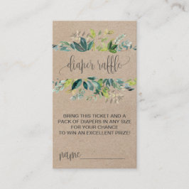 Kraft Foliage Diaper Raffle Invitación Insertar