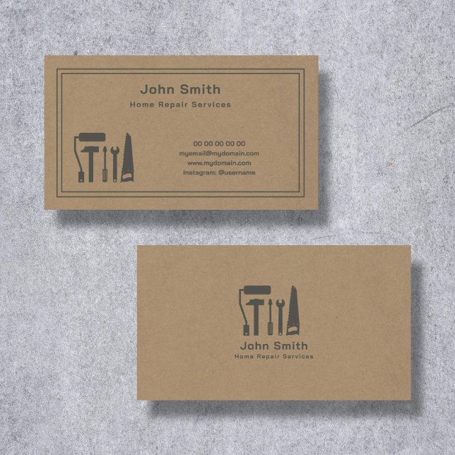 Kraft Handyman y la tarjeta de presentación del se (Kraft Handyman & Home Repair Service Business Card)
