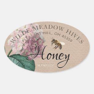 Kraft Hydrangea Flor y miel Etiqueta de miel de ab