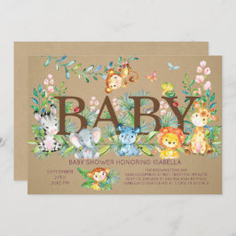 Kraft Jungle Género Neutral Baby ducha Invitación