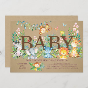 Kraft Jungle Género Neutral Baby ducha Invitación