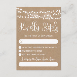 Kraft Lace y alumbra la boda rústica RSVP