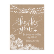 Kraft Lace y alumbra Rústica gracias tarjeta posta