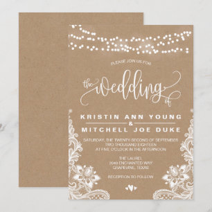 Kraft Lace y enciende la invitación a la boda rúst