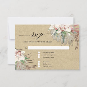 Kraft Orquídea Blanca Floral Follaje Tropical RSVP