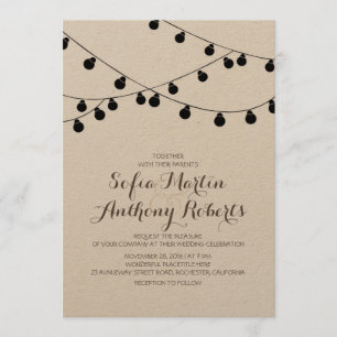 kraft papel string ilumina las modernas invitacion