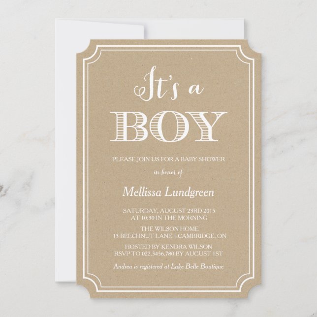 Kraft Paper es una invitación de un chico en Baby  (Anverso)