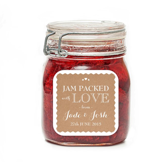 Kraft Paper Hearts Wedding Favor Jam Jar Pegatina (Subido por el creador)