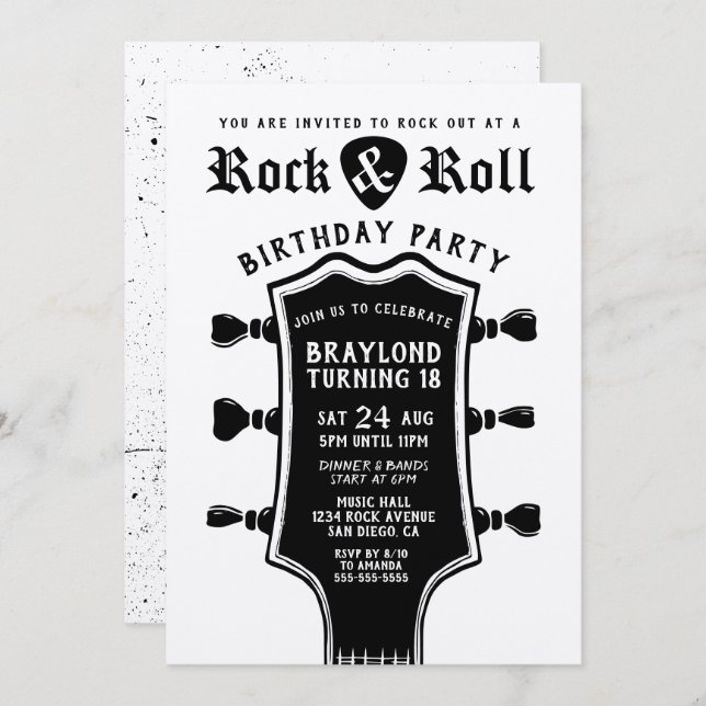 Kraft Paper Rock n Roll Invitación a la guitarra (Anverso / Reverso)