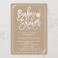 Kraft para la invitación a Baby Shower de la ducha