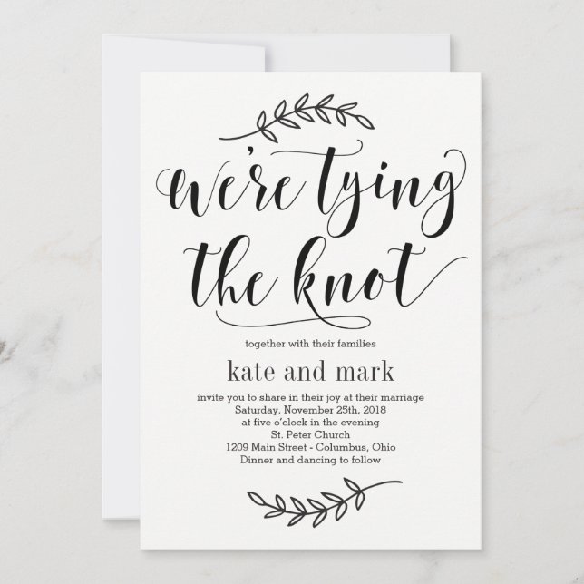 Kraft para la invitación a la boda rústica (Anverso)