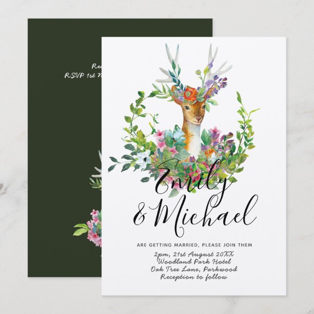 Kraft para la invitación de bodas ilustradas de ci (Anverso / Reverso)