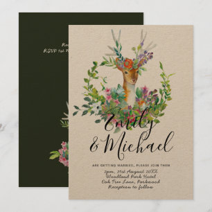 Kraft para la invitación de bodas ilustradas de ci