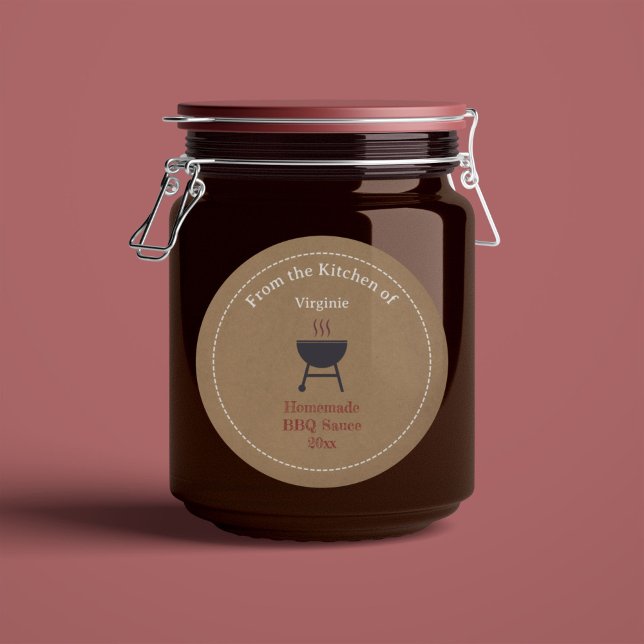 Kraft & Rustic Barbecue Sauce BBBQ Label Pegatina (Kraft & Rustic Barbecue Sauce BBQ Label Sticker)