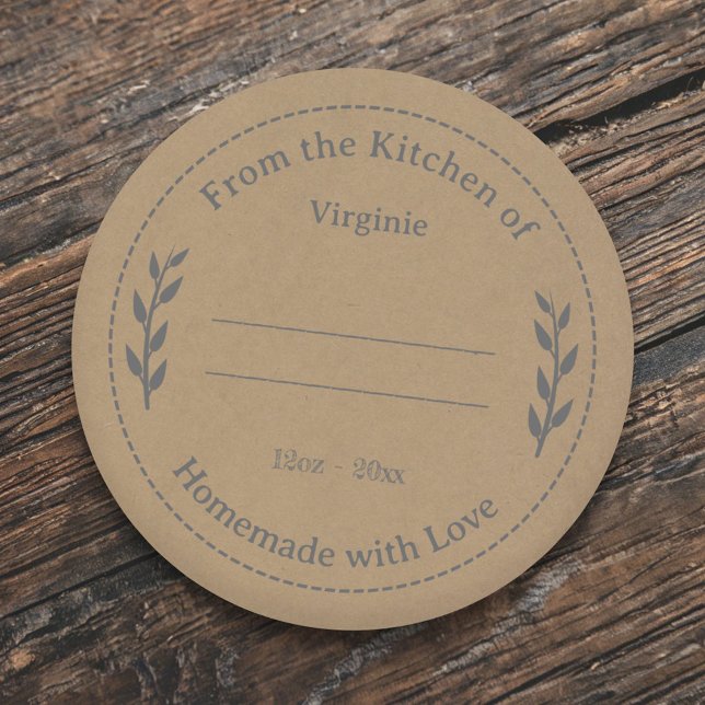 Kraft & Rustic hecho con el Pegatina de la etiquet (Kraft & Rustic Made with Love Gray Label Sticker)