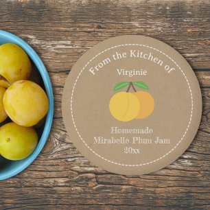 Kraft & Rustic Mirabelle Plum Jam Label Pegatina