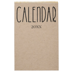 Kraft rústico moderno con calendario negro
