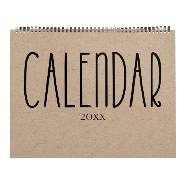 Kraft rústico moderno con calendario negro (Tapa)