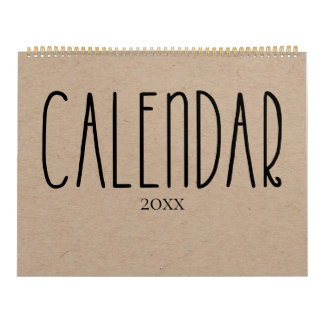 Kraft rústico moderno con calendario negro