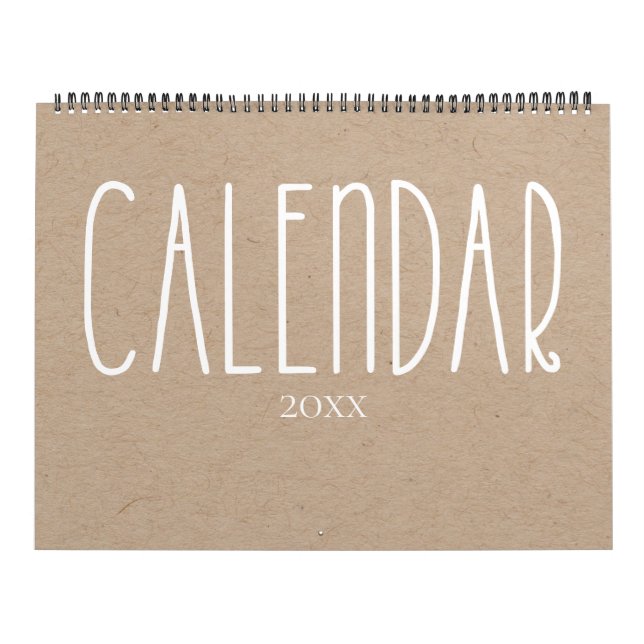 Kraft rústico moderno y calendario blanco (Tapa)