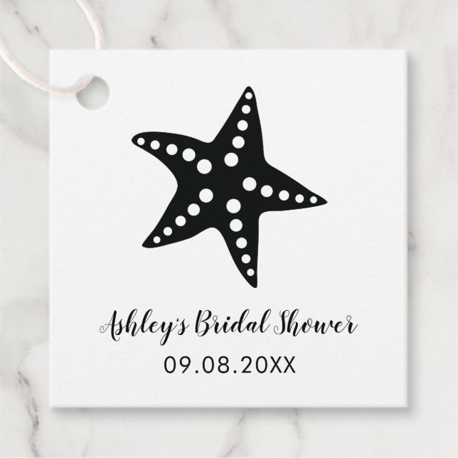 Kraft Starfish Bridal Shower Etiqueta de Favor de  (Anverso)