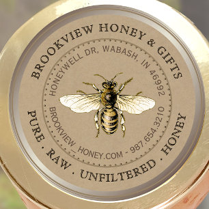 Kraft Vintage Bee Honey Jar Etiqueta