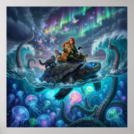 Kraken y la Tortuga del Mundo — Arte de Fantasía A
