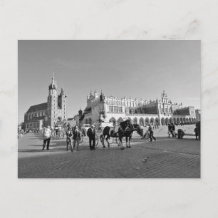 Kraków, ciudad vieja, Polonia, postal blanco y