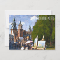Kraków Polonia Pintura al óleo Tarjeta postal 2