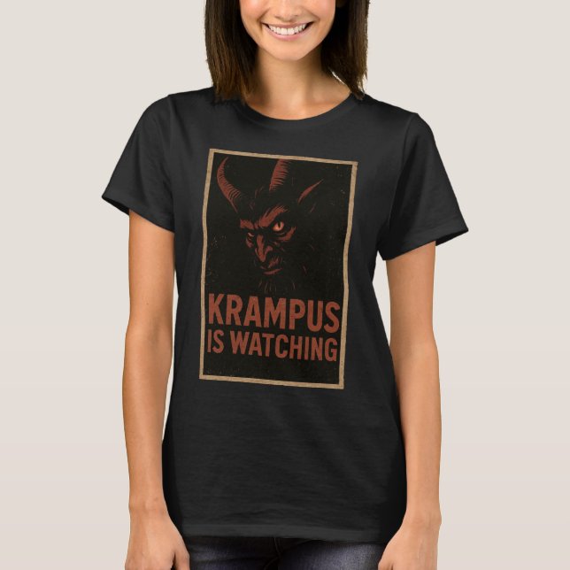 Krampus Está Observando – Camiseta de Navidad de T (Anverso)