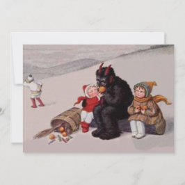 Krampus jugando con niños nieve