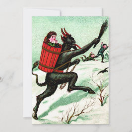 Krampus persiguiendo a niños malos en la nieve de