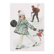 Krampus Persiguiendo A Una Niña Con Muñeca