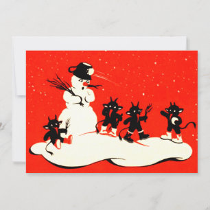 Krampus Rojo Snowball Combate a Snowman