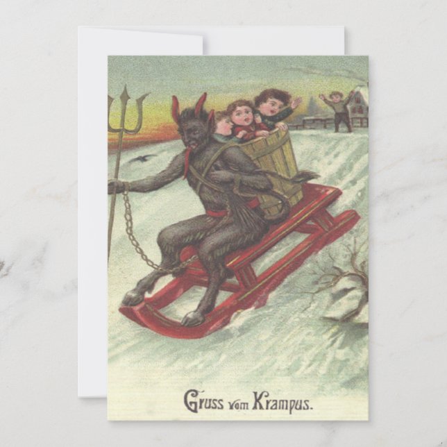 Krampus secuestrando niños en trineo (Anverso)