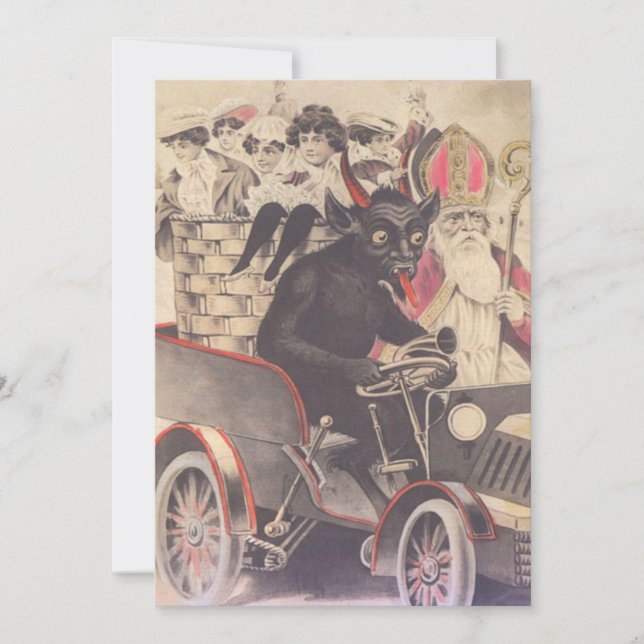 Krampus y Sacerdote conduciendo con niños (Anverso)