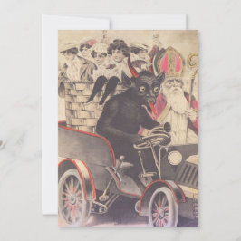 Krampus y Sacerdote conduciendo con niños
