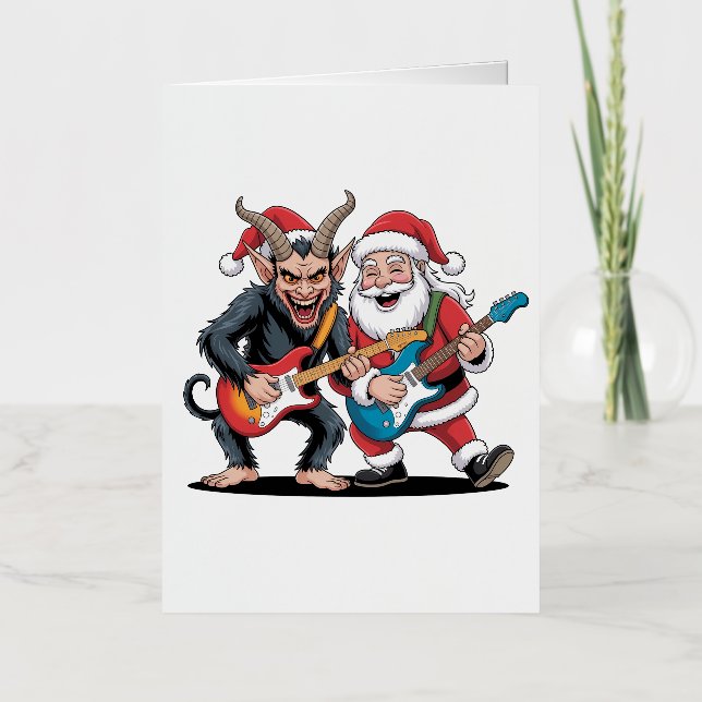 Krampus y Santa Jugando Navidad de la guitarra elé (Anverso)