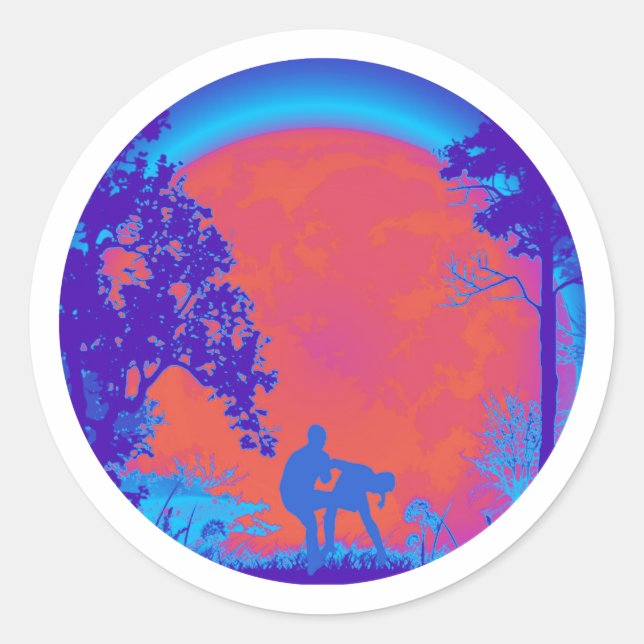 Krav Maga Groin Kick Full Moon Pegatina Neon (Anverso)