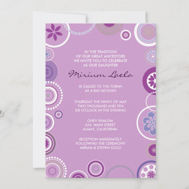 KRAZY POLKA DOT Bat Mitzvah Invitación Rosa (Anverso)