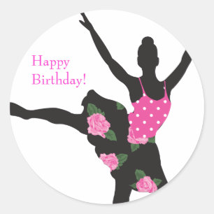 KRW Ballerina Rosa Feliz cumpleaños Pegatina