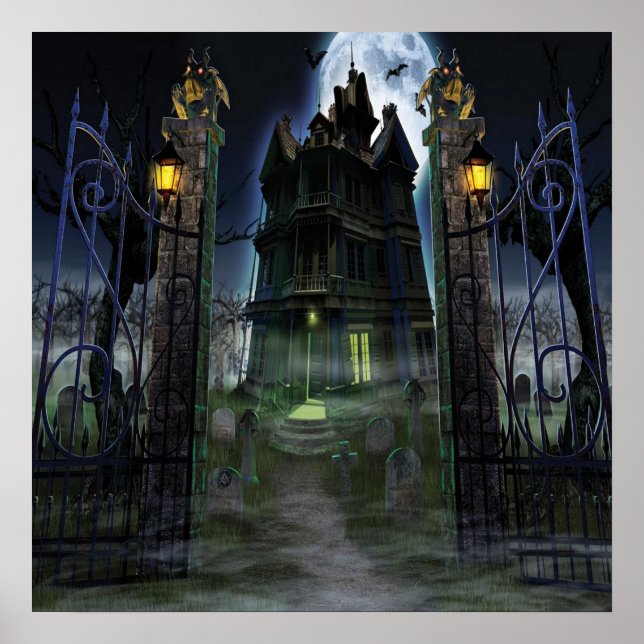 KRW Halloween Decoración Poster Creepy Castillo (Frente)